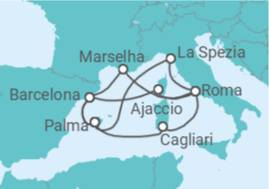 Itinerário do Cruzeiro Itália, França, Espanha - AIDA