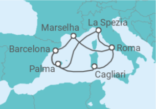 Itinerário do Cruzeiro Espanha, Itália, França - AIDA