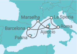 Itinerário do Cruzeiro França, Espanha, Itália - AIDA
