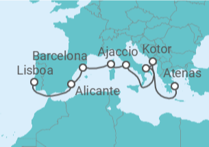 Itinerário do Cruzeiro Espanha, França, Itália, Montenegro - Holland America Line