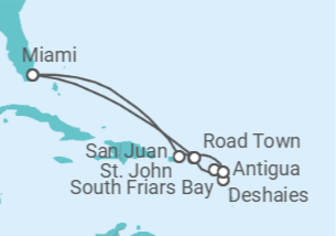 Itinerário do Cruzeiro Porto Rico, Guadalupe, Ilhas Virgens Britânicas - Silversea