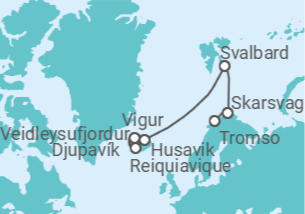 Itinerário do Cruzeiro De Tromso (Noruega) a Reiquiavique - Silversea