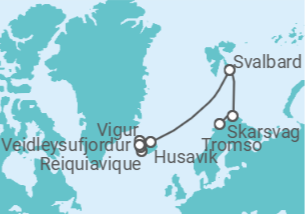 Itinerário do Cruzeiro De Reiquiavique a Tromso (Noruega) - Silversea