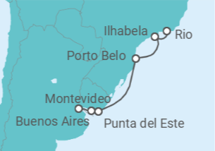 Itinerário do Cruzeiro Brasil, Uruguai, Argentina - Silversea