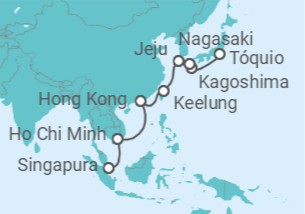 Itinerário do Cruzeiro De Tokio (Japón) a Singapura - Silversea