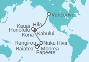 Itinerário do Cruzeiro De Vancouver (Canadá) a Papeete (Tahití) - Silversea