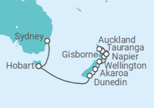 Itinerário do Cruzeiro De Sydney (Austrália) a Auckland (Nueva Zelanda) - Silversea