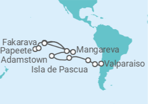 Itinerário do Cruzeiro De Papeete (Tahití) a Valparaíso (Chile) - Silversea