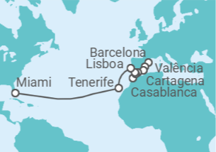 Itinerário do Cruzeiro De Barcelona a Miami (EUA) - Silversea