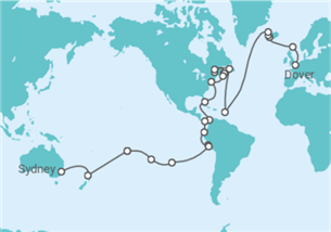 Itinerário do Cruzeiro Volta ao mundo - Princess Cruises