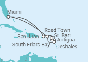 Itinerário do Cruzeiro Porto Rico, Guadalupe, Ilhas Virgens Britânicas - Silversea