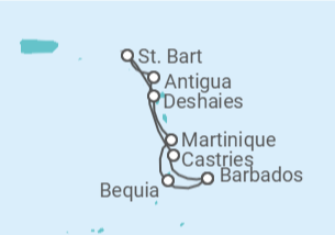 Itinerário do Cruzeiro São Vicente E Granadinas, Martinique, Guadalupe, Antígua E Barbuda, Santa Lúcia - Silversea