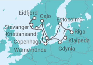 Itinerário do Cruzeiro Noruega, Dinamarca, Alemanha, Polónia, Lituânia, Letónia, Suécia - MSC Cruzeiros