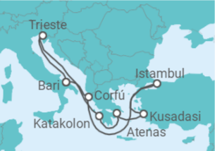 Itinerário do Cruzeiro Itália, Grécia, Turquia TI - MSC Cruzeiros