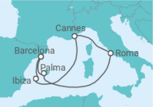 Itinerário do Cruzeiro Espanha, Itália, França - Virgin Voyages