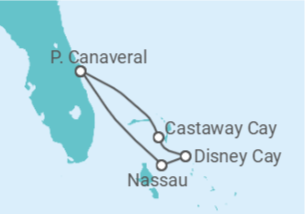 Itinerário do Cruzeiro Bahamas - Disney Cruise Line