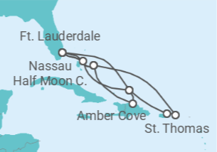 Itinerário do Cruzeiro Bahamas, EUA, Porto Rico, Ilhas Virgens Americanas - Holland America Line