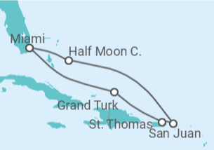 Itinerário do Cruzeiro Bahamas, Porto Rico, Ilhas Virgens Americanas - Holland America Line