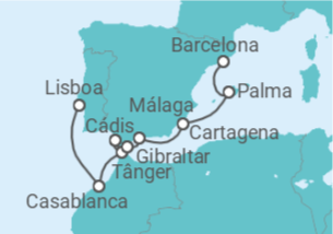 Itinerário do Cruzeiro Marrocos, Espanha, Gibraltar - Silversea