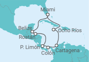 Itinerário do Cruzeiro Jamaica, Colômbia, Panamá, Costa Rica, Honduras, Belize - MSC Cruzeiros