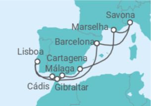 Itinerário do Cruzeiro França, Espanha, Gibraltar, Portugal - Costa Cruzeiros