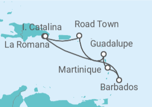Itinerário do Cruzeiro Barbados, Martinique, Guadalupe, Ilhas Virgens Britânicas - MSC Cruzeiros