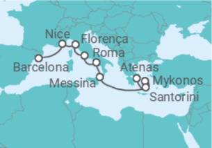 Itinerário do Cruzeiro França, Itália, Grécia - NCL Norwegian Cruise Line