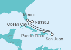 Itinerário do Cruzeiro Bahamas, EUA, Porto Rico - MSC Cruzeiros
