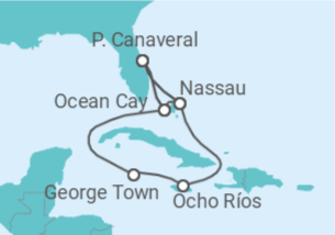 Itinerário do Cruzeiro Bahamas, Jamaica, Ilhas Caimão, EUA - MSC Cruzeiros