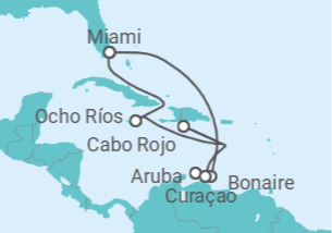 Itinerário do Cruzeiro Bonaire, Santo Eustáquio e Saba, Aruba, Curaçao, Jamaica - MSC Cruzeiros