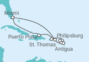 Itinerário do Cruzeiro Ilhas Virgens Americanas, Sint Maarten, Antígua E Barbuda, Porto Rico - MSC Cruzeiros