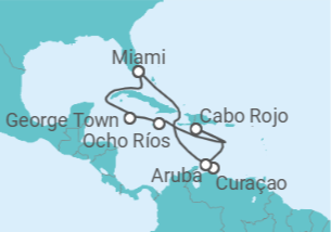 Itinerário do Cruzeiro Curaçao, Aruba, Jamaica, Ilhas Caimão - MSC Cruzeiros