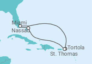 Itinerário do Cruzeiro Ilhas Virgens Britânicas, Ilhas Virgens Americanas, Bahamas - Oceania Cruises