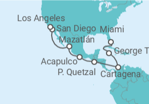 Itinerário do Cruzeiro Ilhas Caimão, Colômbia, México, EUA - Oceania Cruises