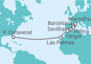 Itinerário do Cruzeiro França, Espanha, Marrocos, Portugal, EUA - NCL Norwegian Cruise Line