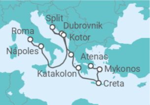 Itinerário do Cruzeiro Itália, Croácia, Montenegro, Grécia - Princess Cruises