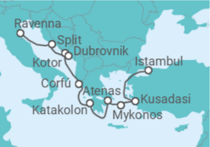 Itinerário do Cruzeiro Turquia, Grécia, Croácia, Montenegro - NCL Norwegian Cruise Line