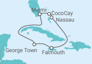 Itinerário do Cruzeiro Bahamas, Jamaica, Ilhas Caimão - Royal Caribbean