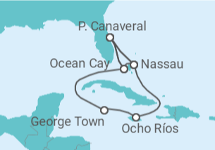 Itinerário do Cruzeiro Bahamas, EUA, Jamaica, Ilhas Caimão - MSC Cruzeiros