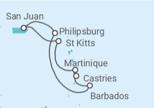 Itinerário do Cruzeiro Sint Maarten, Barbados, Santa Lúcia, Martinique - Virgin Voyages