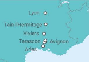 Itinerário do Cruzeiro De Aviñon (Francia) a Lion (França) - Riverside