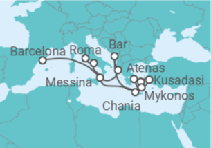 Itinerário do Cruzeiro De Civitavecchia (Roma) a Barcelona - Princess Cruises