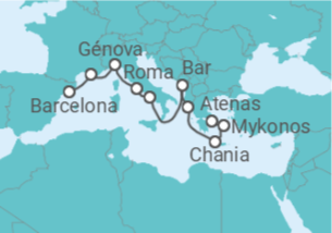 Itinerário do Cruzeiro França, Itália, Grécia - Princess Cruises