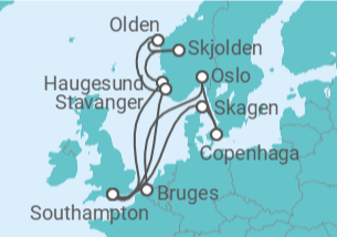 Itinerário do Cruzeiro Noruega, Reino Unido, Bélgica, Dinamarca - Princess Cruises