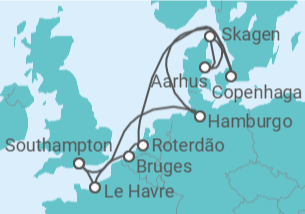 Itinerário do Cruzeiro França, Alemanha, Dinamarca, Holanda, Bélgica - Princess Cruises