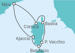 Itinerário do Cruzeiro França, Itália - CroisiMer