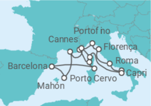 Itinerário do Cruzeiro Itália, França, Espanha - Explora Journeys