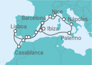 Itinerário do Cruzeiro França, Itália, Espanha, Portugal, Marrocos - Explora Journeys