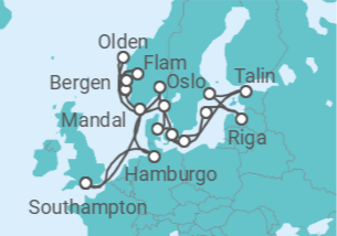 Itinerário do Cruzeiro Noruega, Dinamarca, Estónia, Suécia, Letónia, Alemanha - Explora Journeys