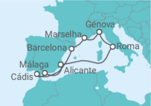 Itinerário do Cruzeiro Espanha, Itália - MSC Cruzeiros
